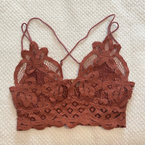 5 for $25 Free People Adelaide Lace Bralette Copper size Small - Picture 3 of 9
